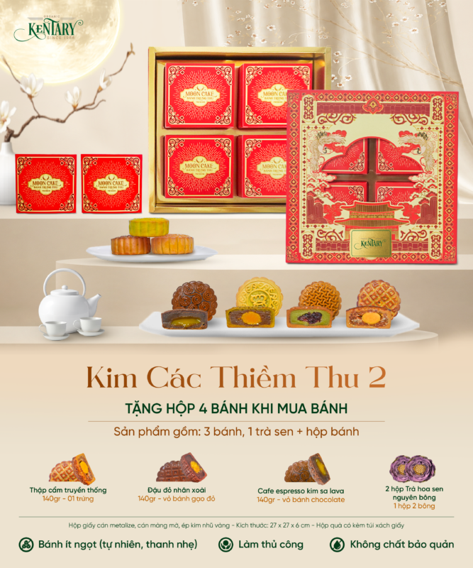 KIM CÁC THIỀM THU 2 - HỘP QUÀ TRUNG THU CAO CẤP 4 BÁNH KENTARY